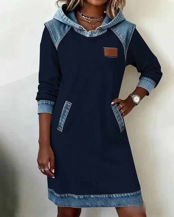 Vestido Capucha Contraste Urbano