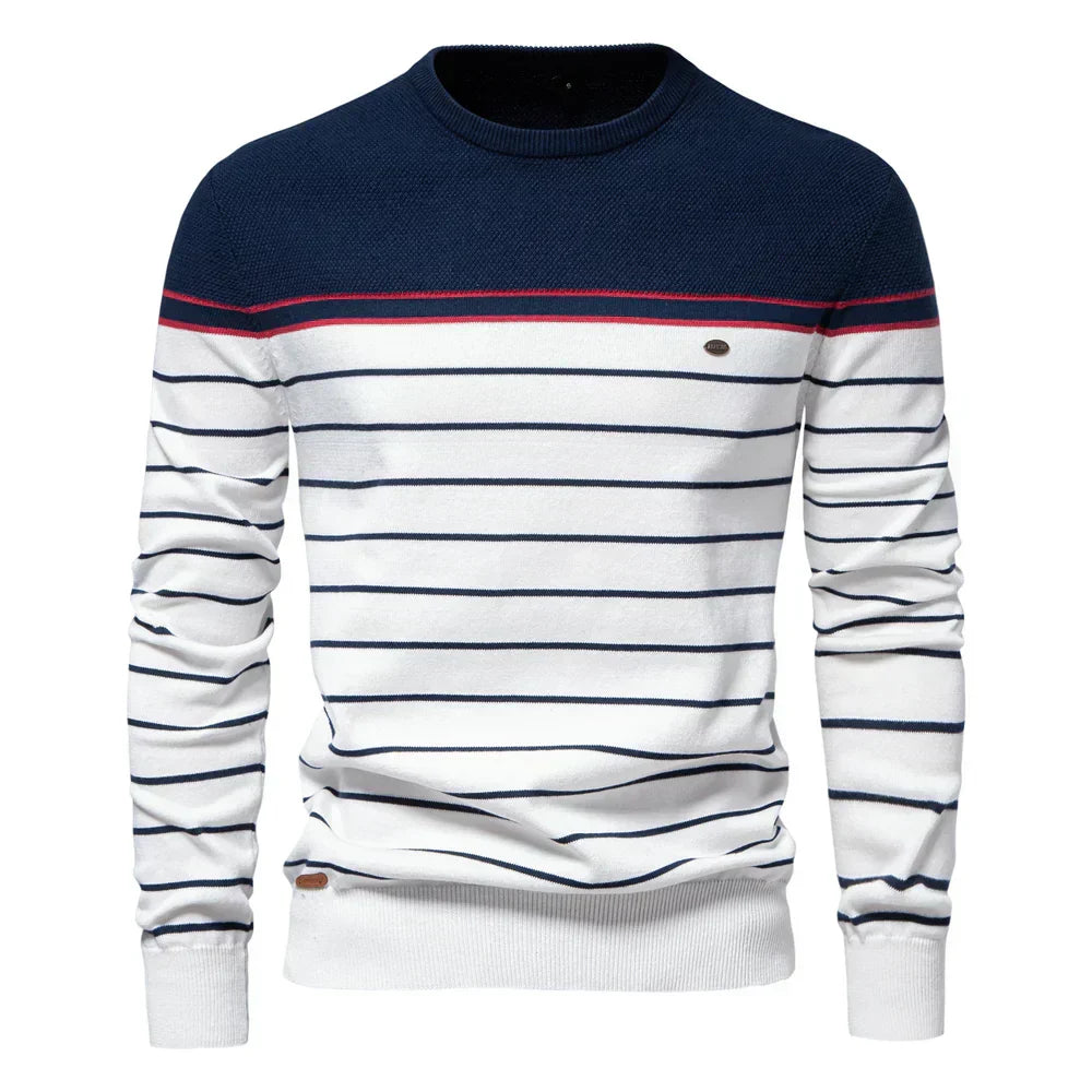 Adrien™ | Pull Rayé Marin