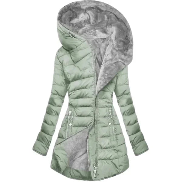 Chaqueta de plumas elegante con capucha extragrande